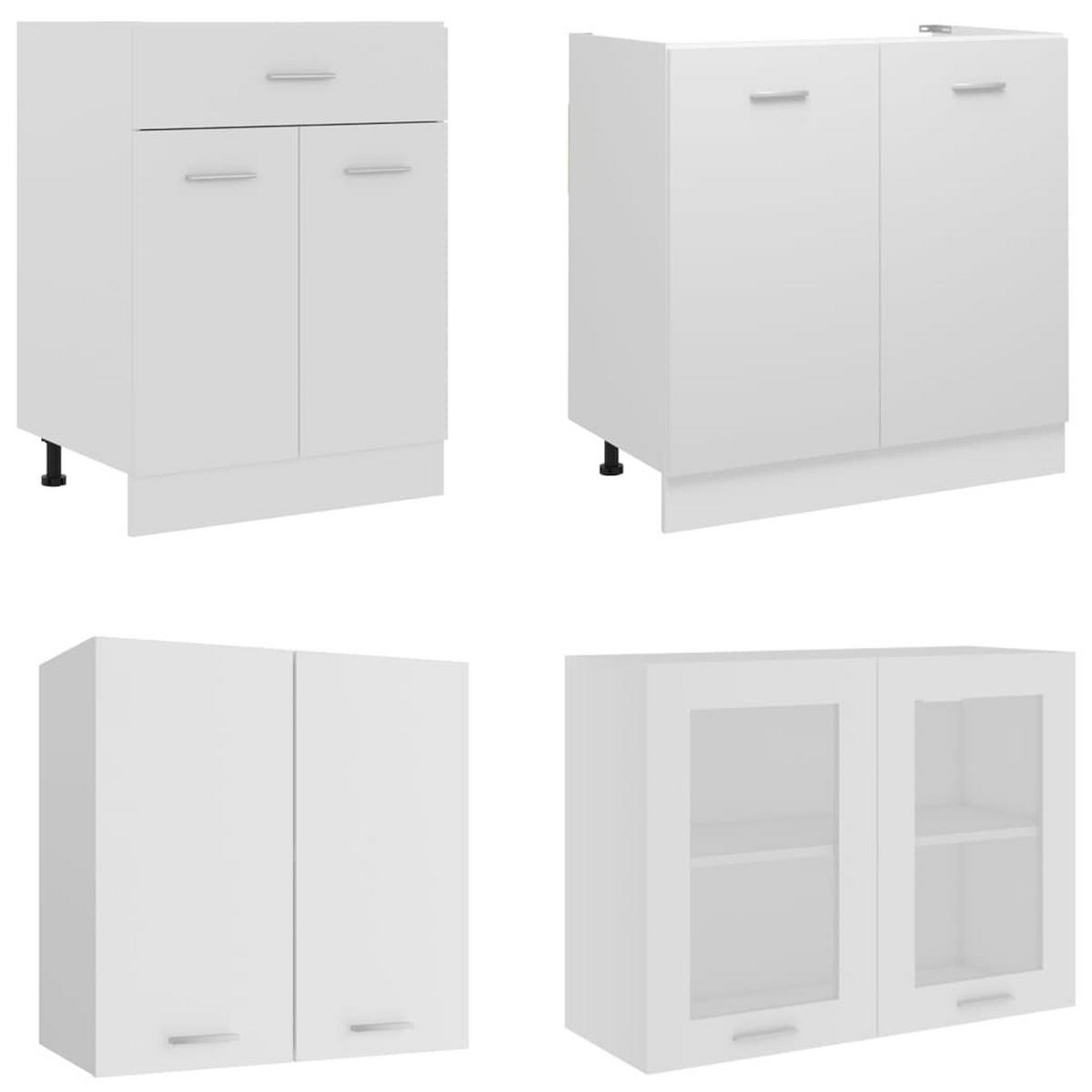 KÜCHENZEILE 4Er Set Lyon Weiss Holzwerkstoff - Weiß, Holzwerkstoff (80/81.5/46cm) - vidaXL