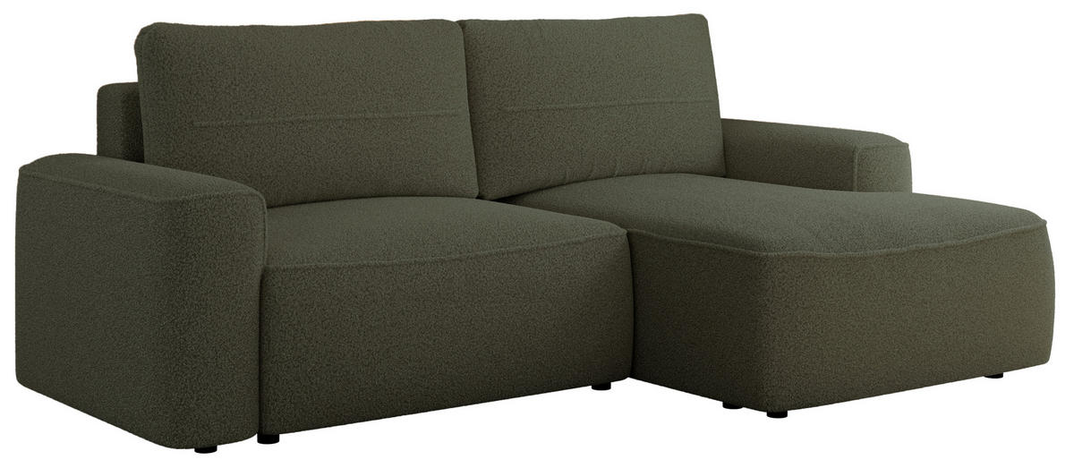 ECKSOFA BELLUNO L Grün Boucle - Rechts - Schwarz/Grün, Textil (233/144cm) - MKS
