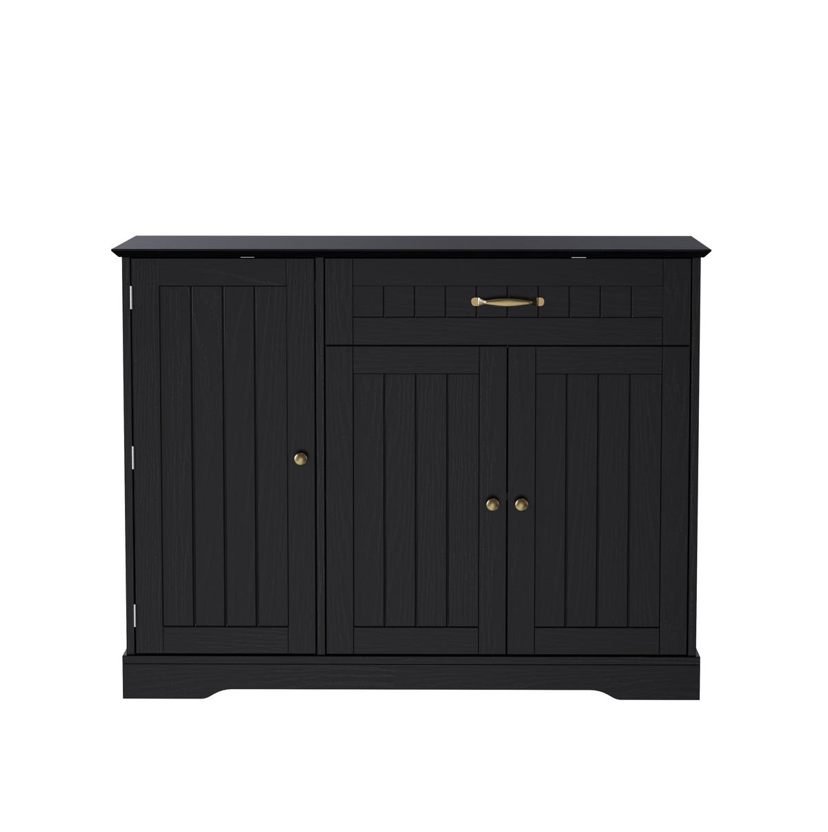 SIDEBOARD 107/40/83 cm schwarz aus MDF mit 3 Türen und Schublade - Schwarz, Holzwerkstoff (107/83.4/40cm) - OKWISH