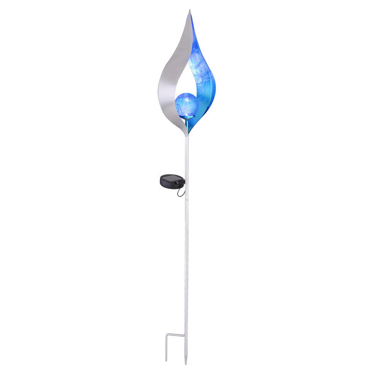 LED AUSSENLEUCHTE Solar silber-blau - Silberfarben, Glas (17.5/6/90cm) - Globo Lighting