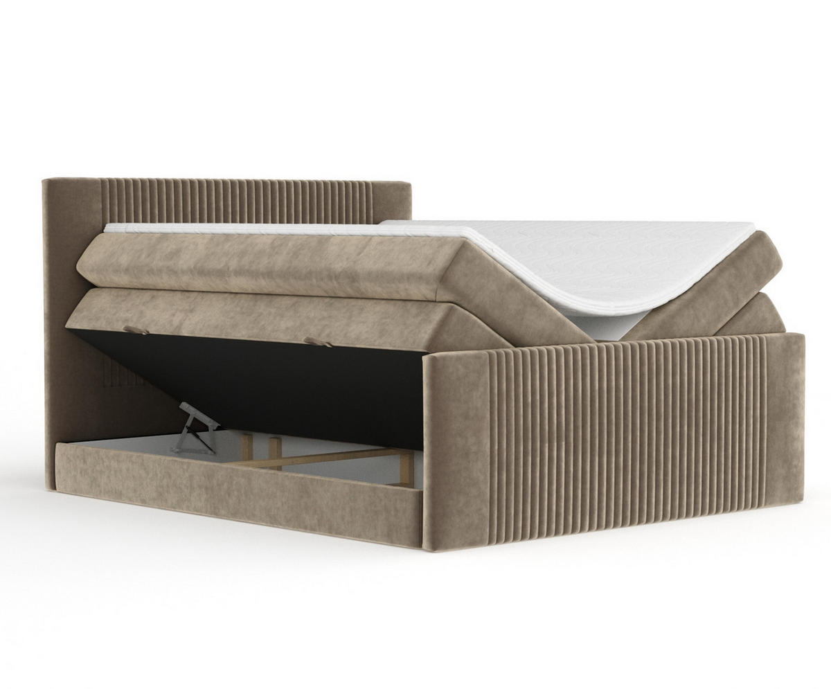 BOXSPRINGBETT Bergamo Braun 160/200 cm - Schwarz/Braun, Holz/Holzwerkstoff (160/200cm) - Maison de Reve