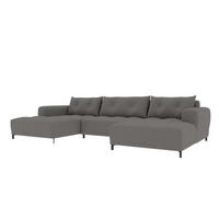 WOHNLANDSCHAFT Strukturstoff Anthrazit inkl. Schlaffunktion - Anthrazit/Schwarz, Textil/Metall (348/94/181cm) - 99rooms