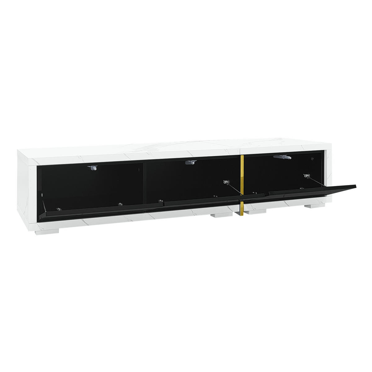 TV-SCHRANK Lowboard 140-260 cm drehbar Marmoroptik - Schwarz, Holz (260/30/40cm) - LEBENLANG