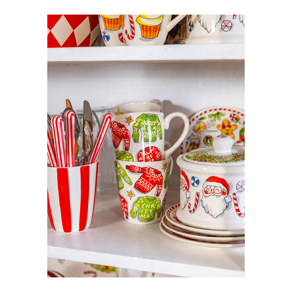 BECHER Fröhlicher Weihnachtspullover in Bunt - 350 ml - Multicolor, Keramik (0.35L) - Blond Amsterdam