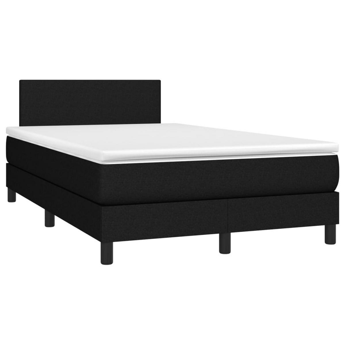 BOXSPRINGBETT MIT MATRATZE & LED SCHWARZ 120X200 CM STOFF - Schwarz, Textil - vidaXL
