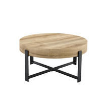 COUCHTISCH aus MDF und Metall Ø68x36 cm in Naturholz mit Kreuzgestell - Naturfarben, Holzwerkstoff (68/68/36cm) - Modfu