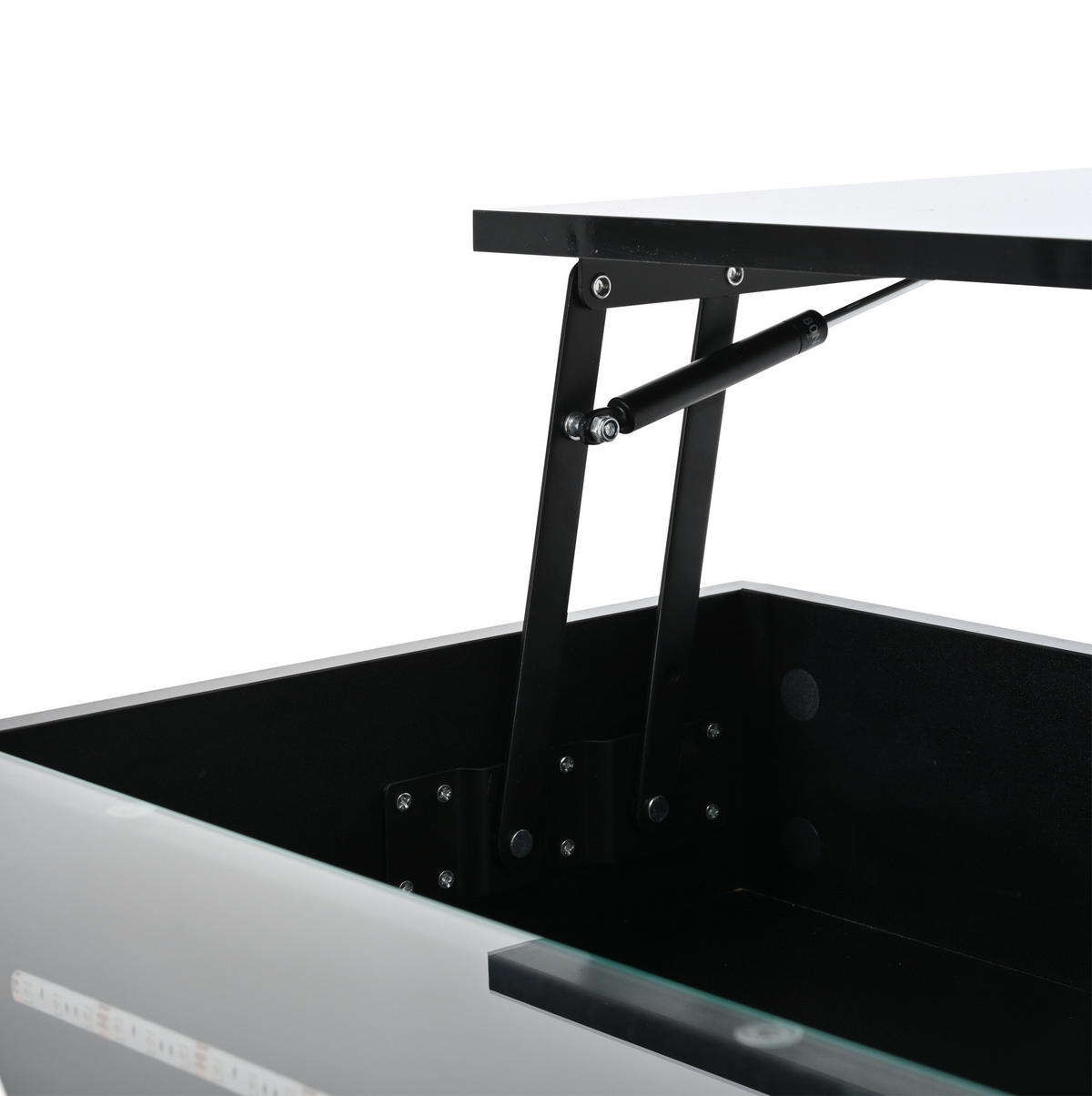 COUCHTISCH aus Spanplatte 80x80x45 cm Schwarz mit Hubfunktion, LED-Beleuchtung und 2 Schubladen - Schwarz, Holzwerkstoff (80/80/45cm) - IVMEU