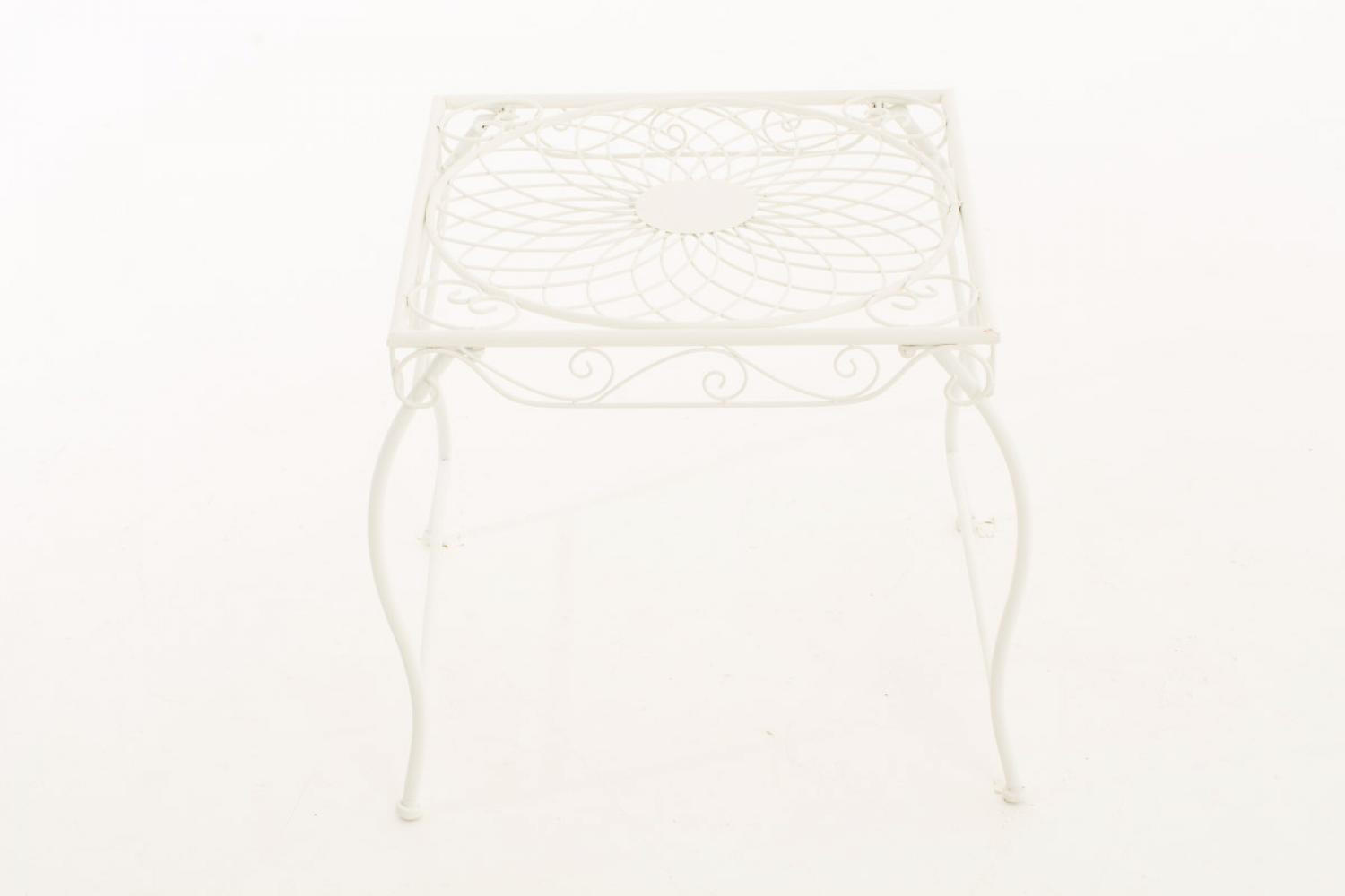 GARTENTISCH eckig 49/45/46 cm Metall Weiß - Creme, Metall (45/49/46cm) - CLP