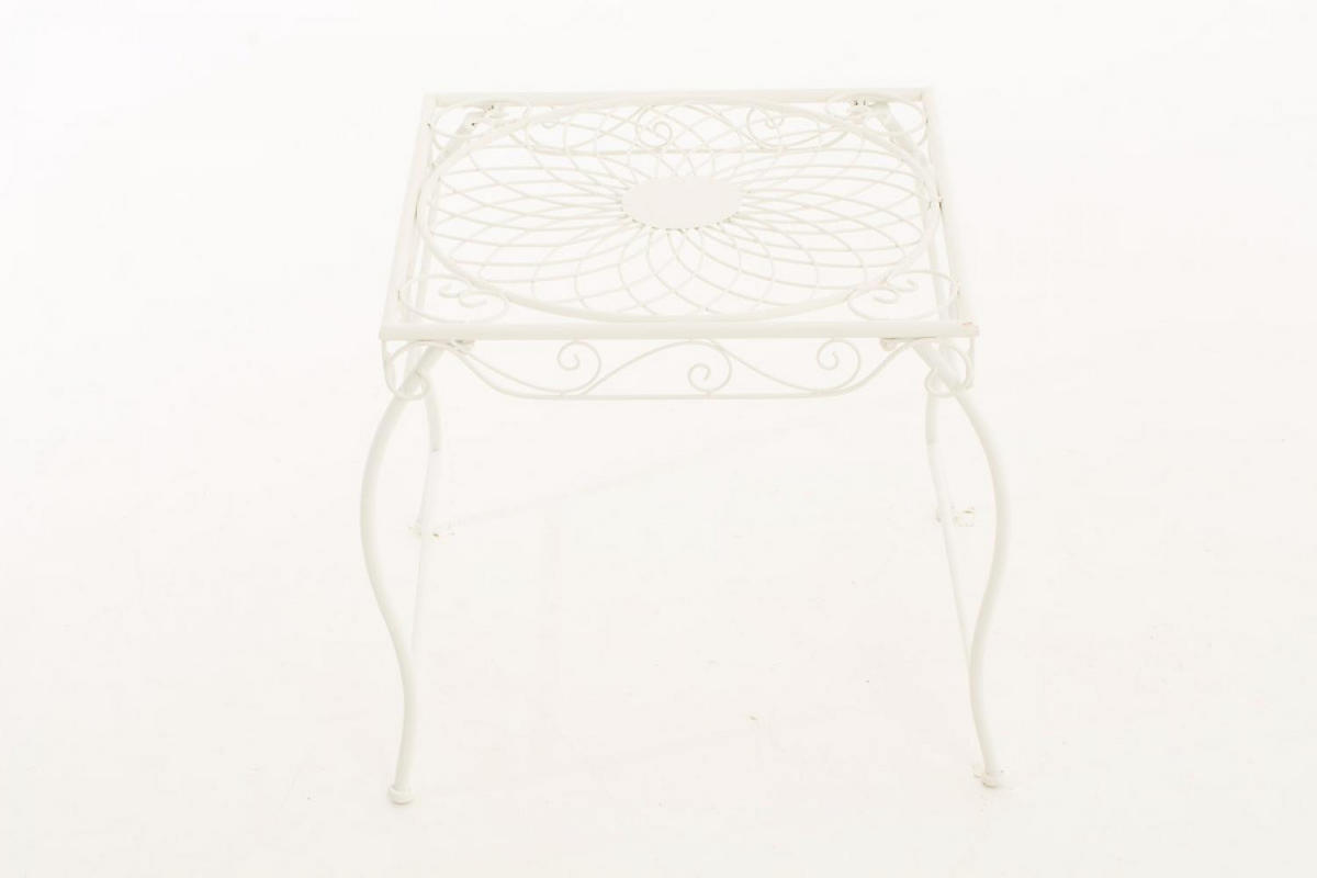 GARTENTISCH eckig 49/45/46 cm Metall Weiß - Creme, Metall (45/49/46cm) - CLP