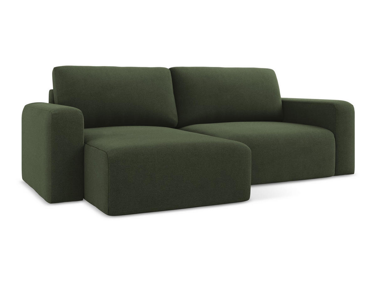 ECKSOFA mit Schlaffunktion links Strukturstoff Stoff Grün - Blau/Schwarz, Kunststoff/Textil (149/244cm) - Makamii