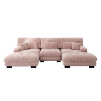 WOHNLANDSCHAFT Rosa 313/145/81 cm 3-Sitzer Modular mit Hocker - Pink, Textil (313/81/145cm) - PANGIVO