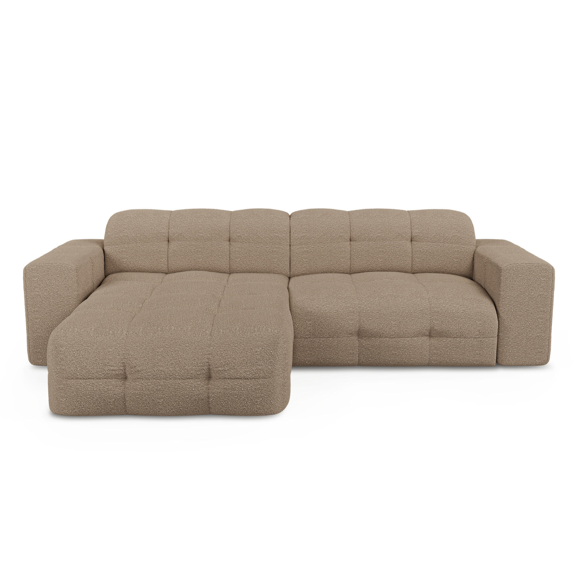 ECKSOFA LINKS Bouclé-Stoff Taupe 230cm - Taupe, Textil (155/230cm) - Sia Home