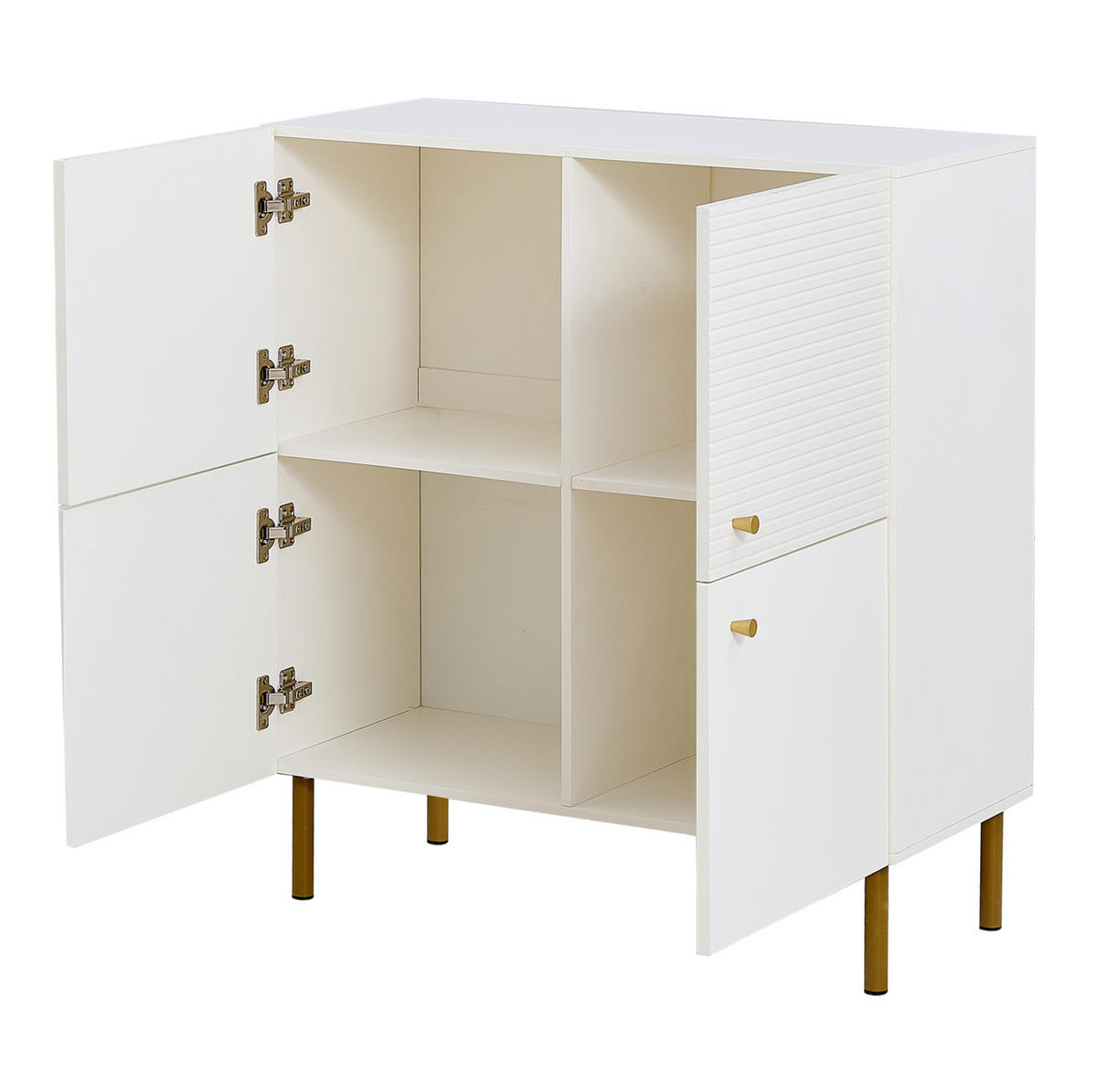 SIDEBOARD 80/36/90 cm weiß aus MDF mit Stahlbeinen - Weiß, Holzwerkstoff (36/90/80cm) - OKWISH