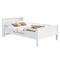 KINDERBETT 90/200 cm Weiß aus Kiefernholz mit LED-Leuchte und Ablagefach - Weiß, Holz (90/200cm) - OKMYHOME