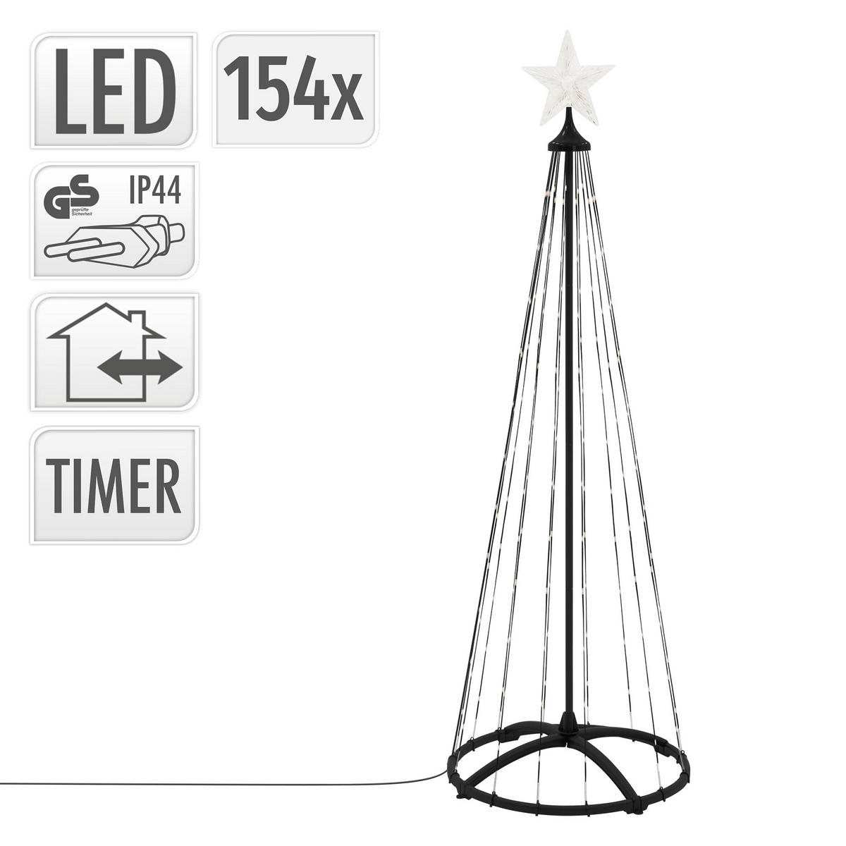 LED WEIHNACHTSBAUM Außen 150 cm 154 LED Metall - Schwarz, Metall (150cm) - ECD-Germany