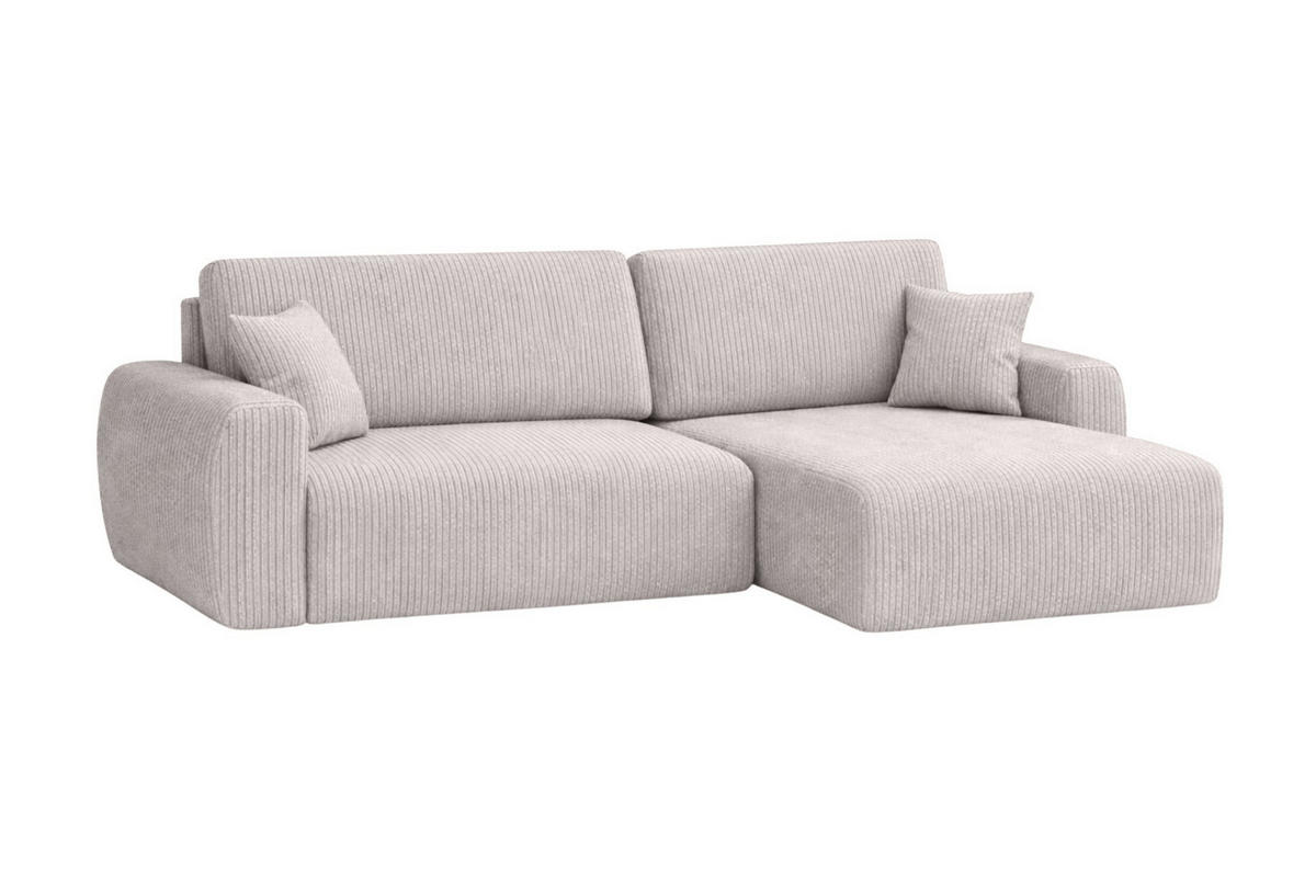 ECKSOFA Mit Schlaffunktion Ariel L, Cordstoff, Stoff Poso, Beige, Rechts - Beige, Holz (250/142cm) - Kaiser Möbel