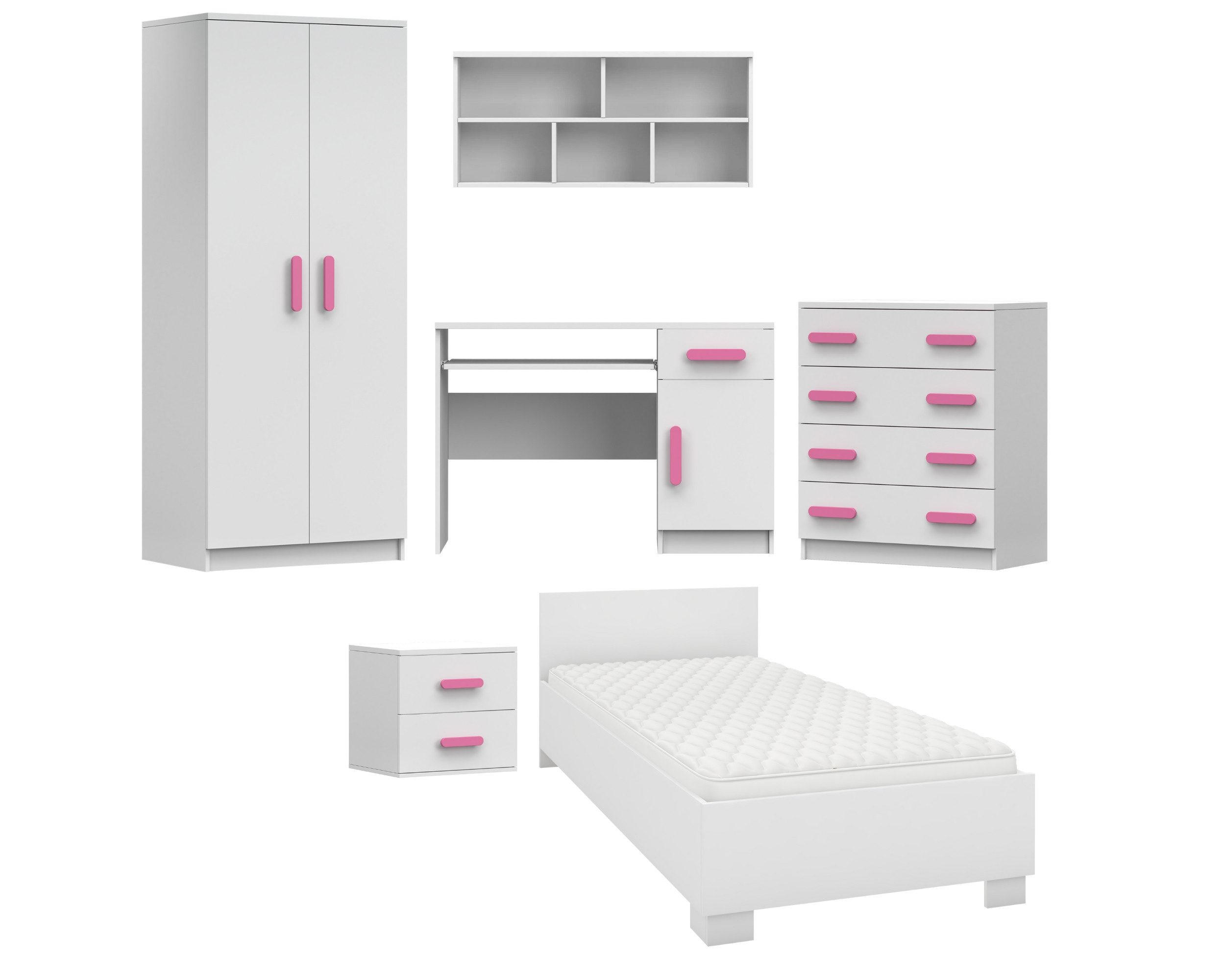 KINDERZIMMER-SET INGE I Weiß/Rosa 6-teilig - Weiß/Rosa, Holzwerkstoff (419/193/206cm) - Deine Möbel 24