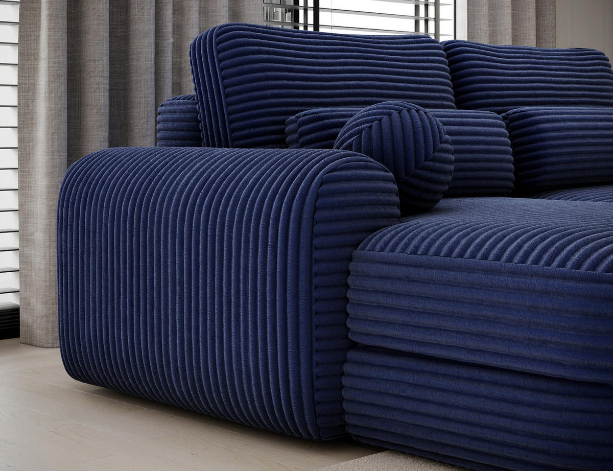 ECKSOFA RIPELI L-Form mit Schlaffunktion & Bettkasten – Modernes 3-Sitzer Sofa, Wellenfederung, 217 × 175 cm - Schwarz/Dunkelblau, Kunststoff (217/175cm) - Wohnideebilder