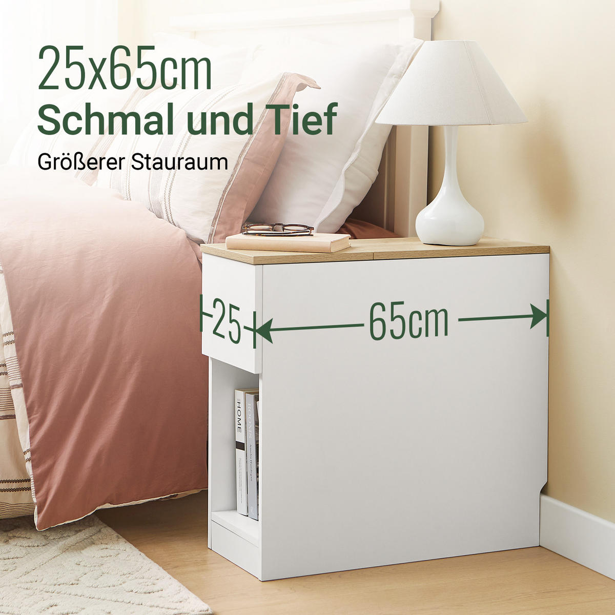 NACHTTISCH Weiß - Weiß, Holzwerkstoff (20/60/65cm) - SoBuy