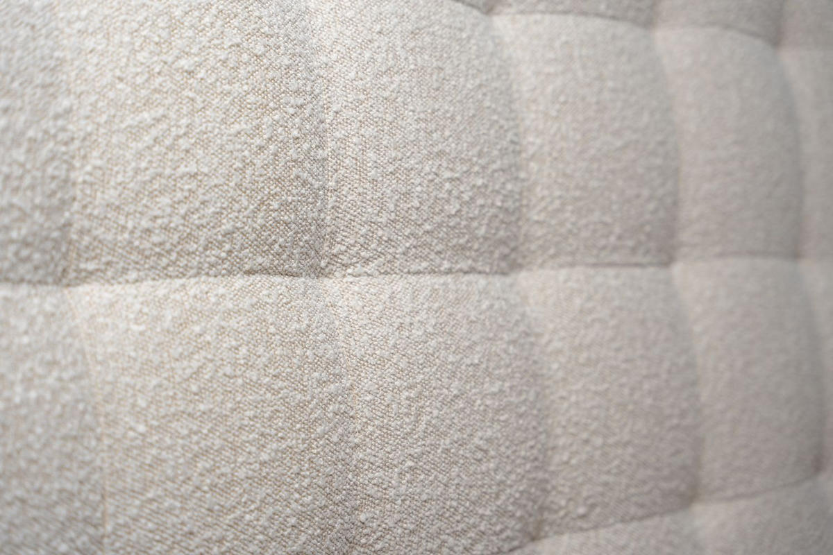 KOPFTEIL gepolstert - Gesteppt – hellbeiger Bouclé-Stoff - 180 cm - Beige, Holz (180/120/10cm) - Sommeil de Plomb