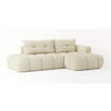 ECKSOFA FLUMA R-S Creme Boucle-Stoff mit Schlaffunktion - Creme, Holz (274/165cm) - MASSENO