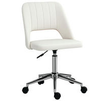 HÖHENVERSTELLBARER Schreibtischstuhl mit Rollen, 360° drehbar, Jakobsmuschel-Form, Schaumstoff, 49 x 60 x 79-91 cm, Cremeweiß - Creme, Textil (60/91/49cm)