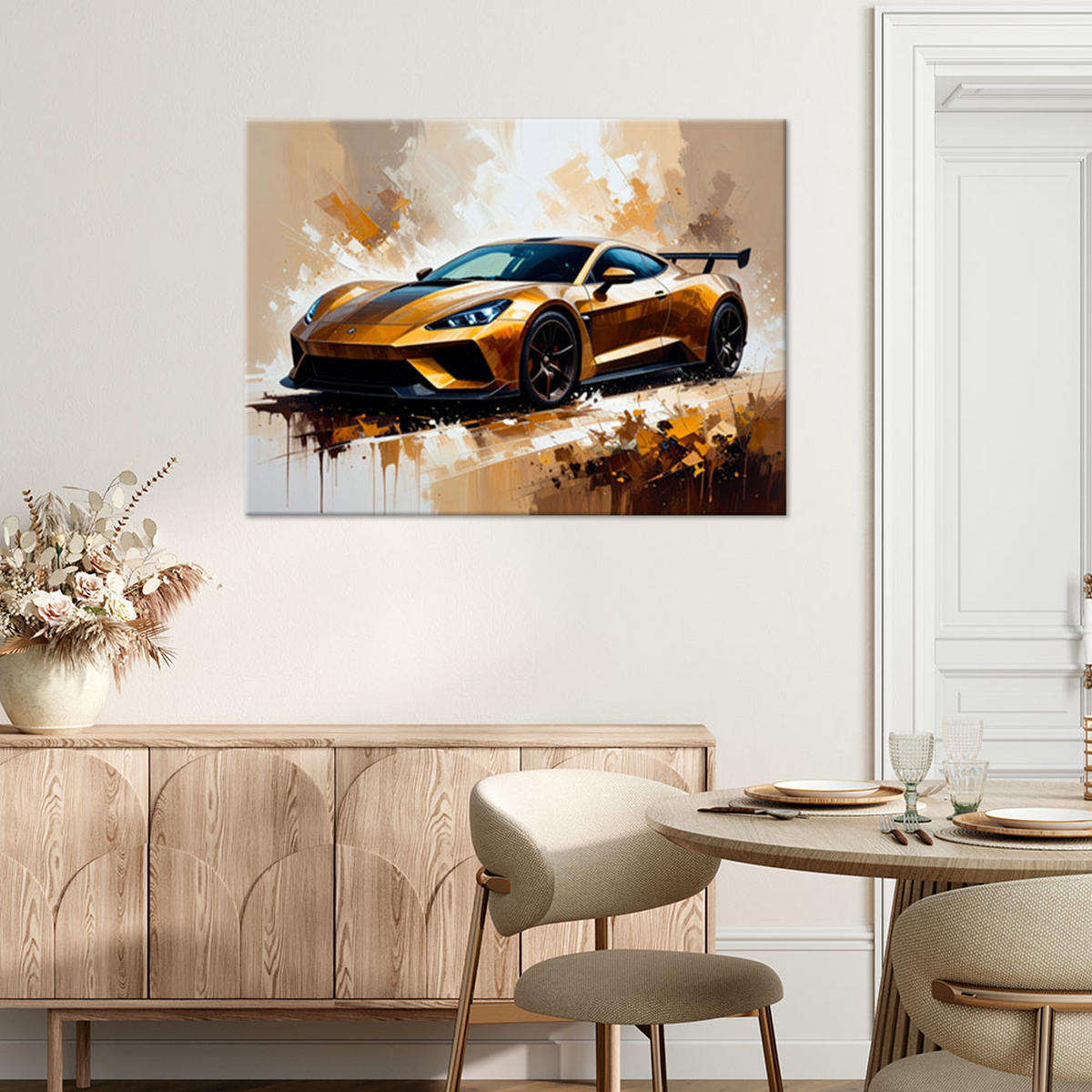 LEINWANDBILD Sportwagen 120x80cm - Braun, Textil (120/80cm) - Feeby