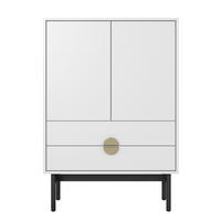 HIGHBOARD Stoon Weiß / Schwarz mit 2 Schubladen 85 cm - Goldfarben/Schwarz, Holzwerkstoff/Metall (85.5/123.7/38cm) - Selsey