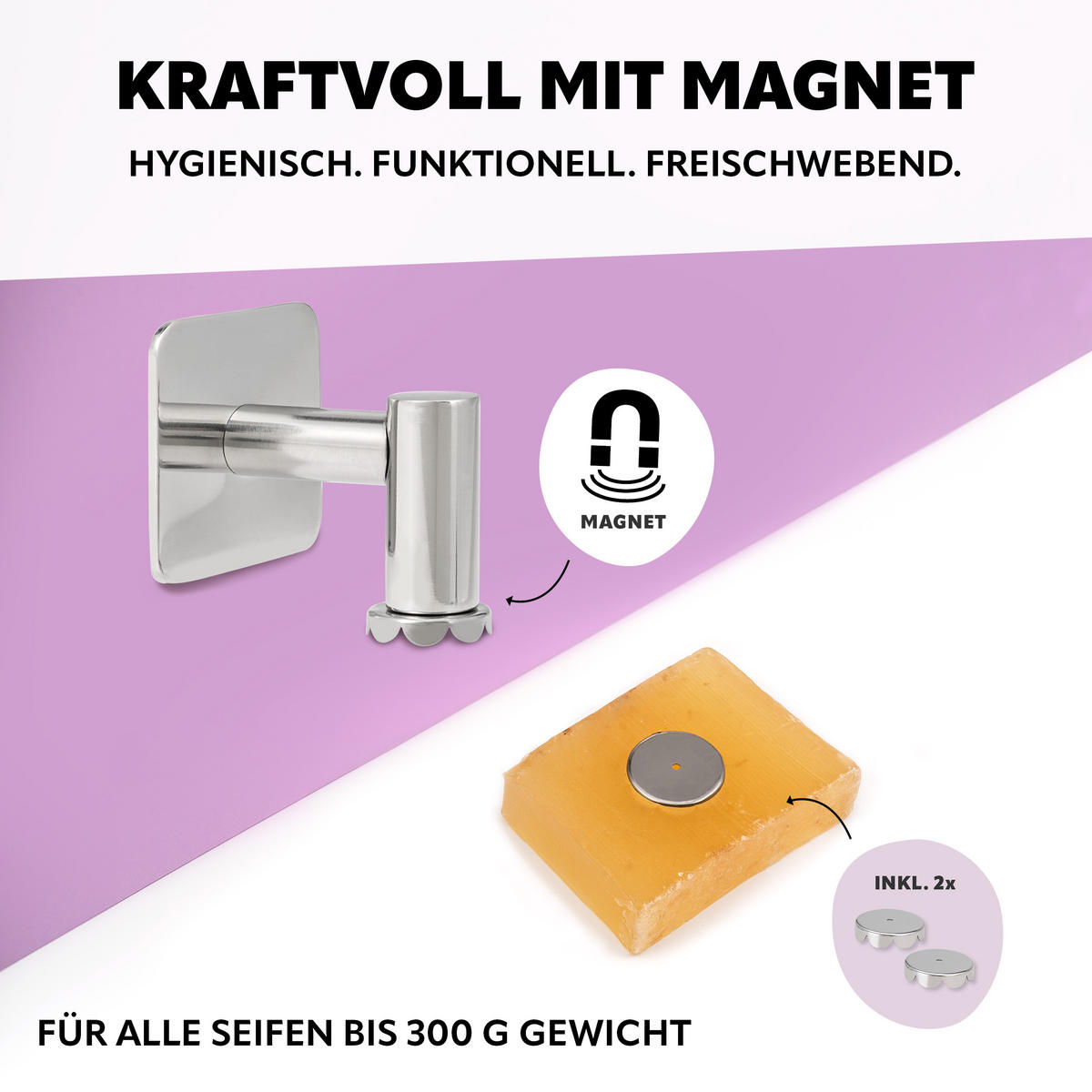 MAGNET SEIFENHALTER 2er Set, Edelstahl - Edelstahlfarben, Metall (6/6/6cm) - bremermann