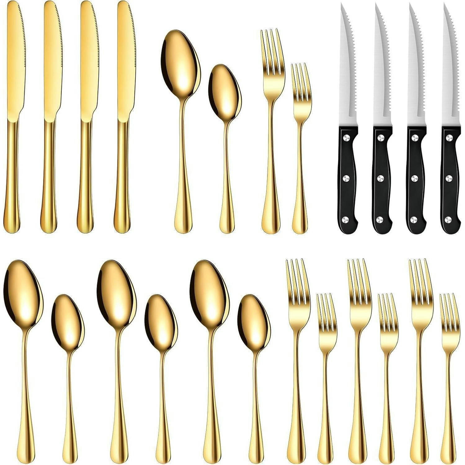 BESTECKSET Gold Matt 24-teilig für 4 Personen - Goldfarben, Metall