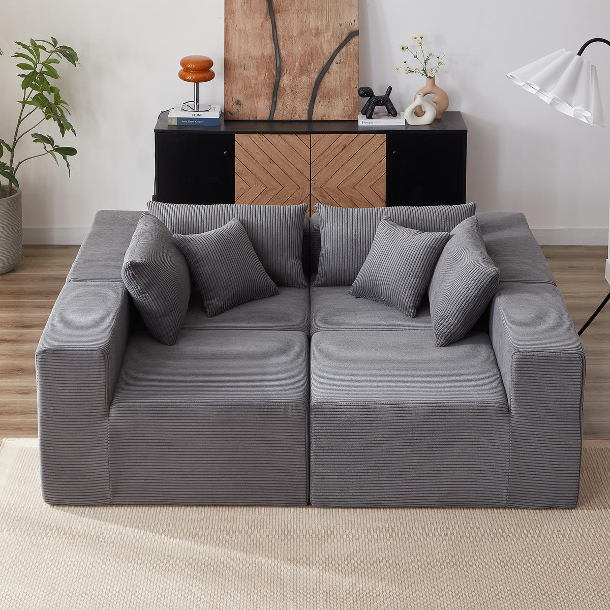 ECKSOFA 264/167/71 cm Grau Cord - Grau, Textil (264/167cm) - Oxeza