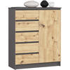 KOMMODE Grau, Eiche Artisan 80x35x97 cm - Eiche Artisan/Grau, Holzwerkstoff (80/97/35cm) - Akord