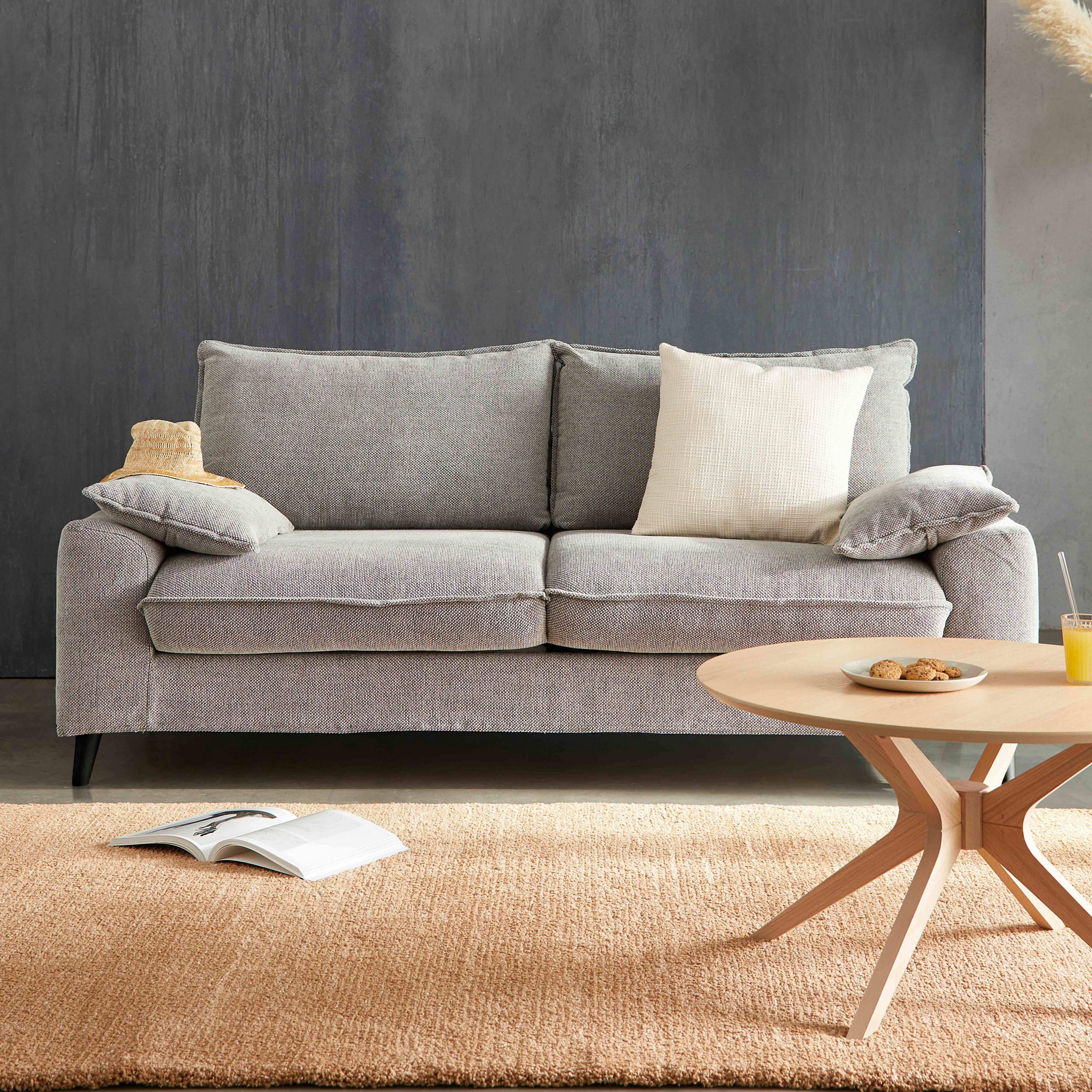 3-SITZER-SOFA, Stoff, Grau - Grau, Textil (97/88/205cm) - Oviala