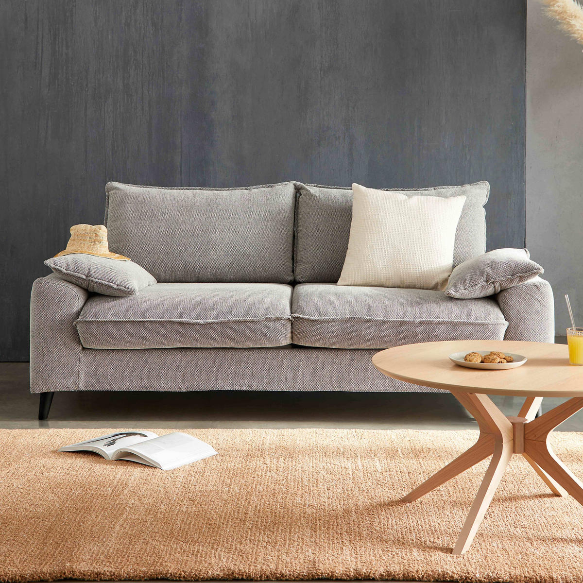 3-SITZER-SOFA, Stoff, Grau - Grau, Textil (97/88/205cm) - Oviala
