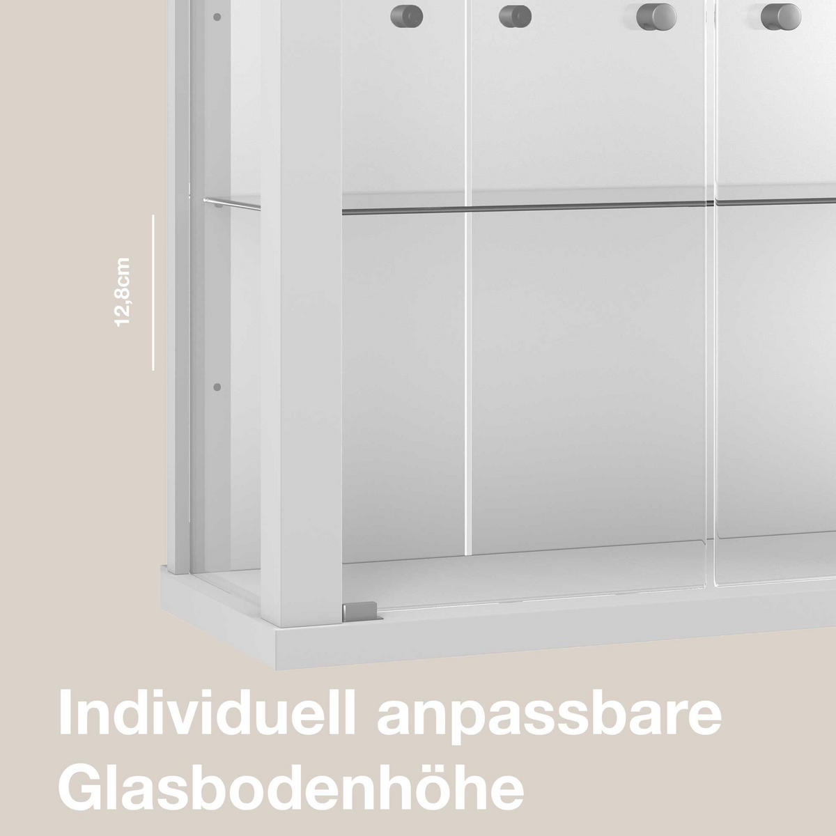 HÄNGEVITRINE 25/60/80 cm mit Spiegel, LED & 2 höhenverstellbaren Glasböden - Transparent/Silberfarben, Glas/Holzwerkstoff (60/80/25cm) - K-Möbel