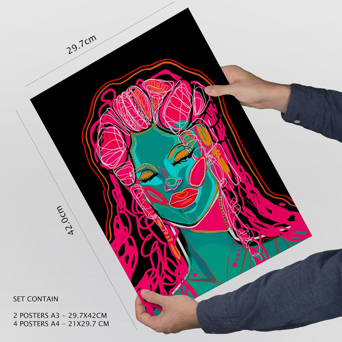 POSTER Set Mit 6 Shades of Beauty 2 Abstrakt Feminin Größe A3 & A4 Rahmenlos - Klar, Papier (29.7/1cm) - Nacnic