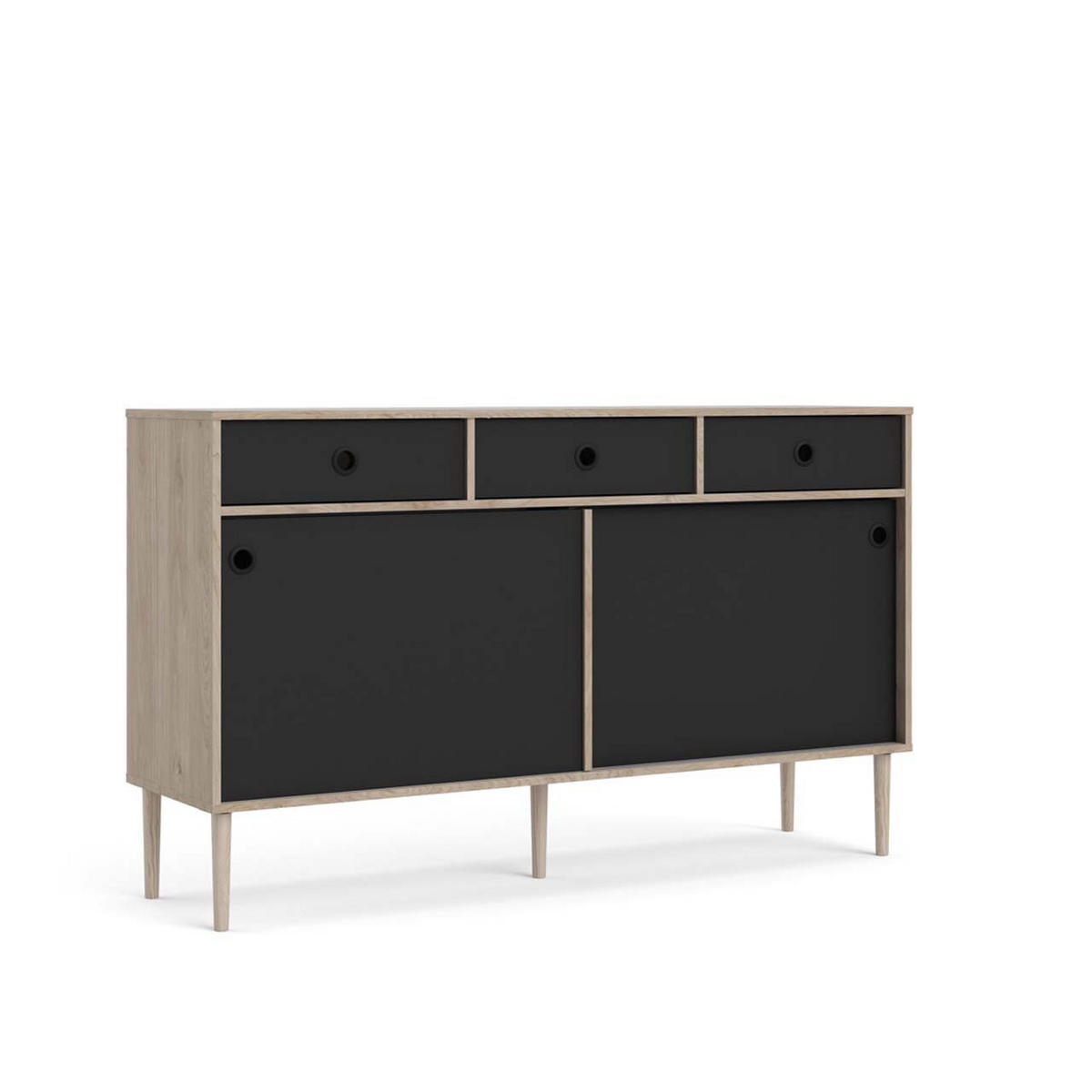 SIDEBOARD matt schwarz - Schwarz, Holzwerkstoff (148/89/41cm) - ebuy24