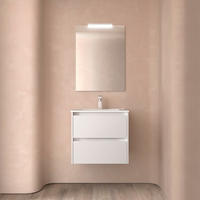 BADEZIMMERMÖBEL NOJA 700 2 Schubladen WHITE GLOSS + Waschtisch + Spiegel - Weiß Hochglanz/Schwarz, Metall (45/54/70cm) - Salgar