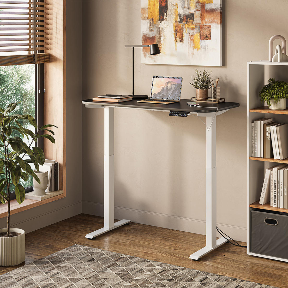 PSACÍ STŮL Elevate Bílá/antracitová - bílá, kompozitní dřevo (60/120/120cm) - Vicco