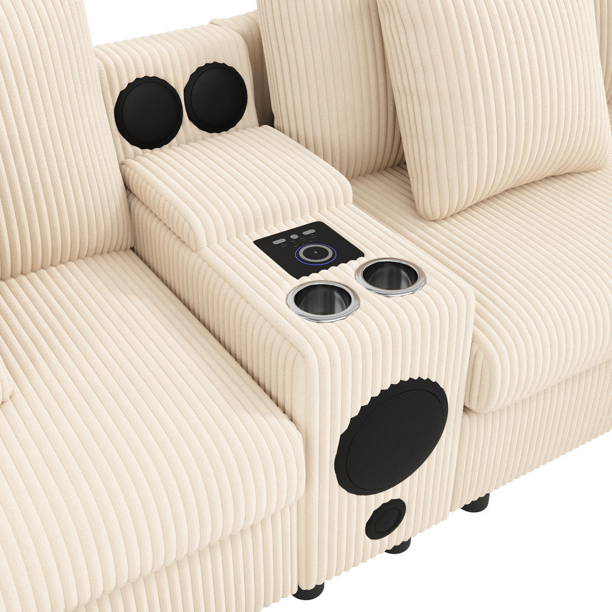 WOHNLANDSCHAFT DE-33251 modular mit Bluetooth und Konsole Beige - Beige, Holzwerkstoff (315.5/84.5/144cm) - ComfortXL