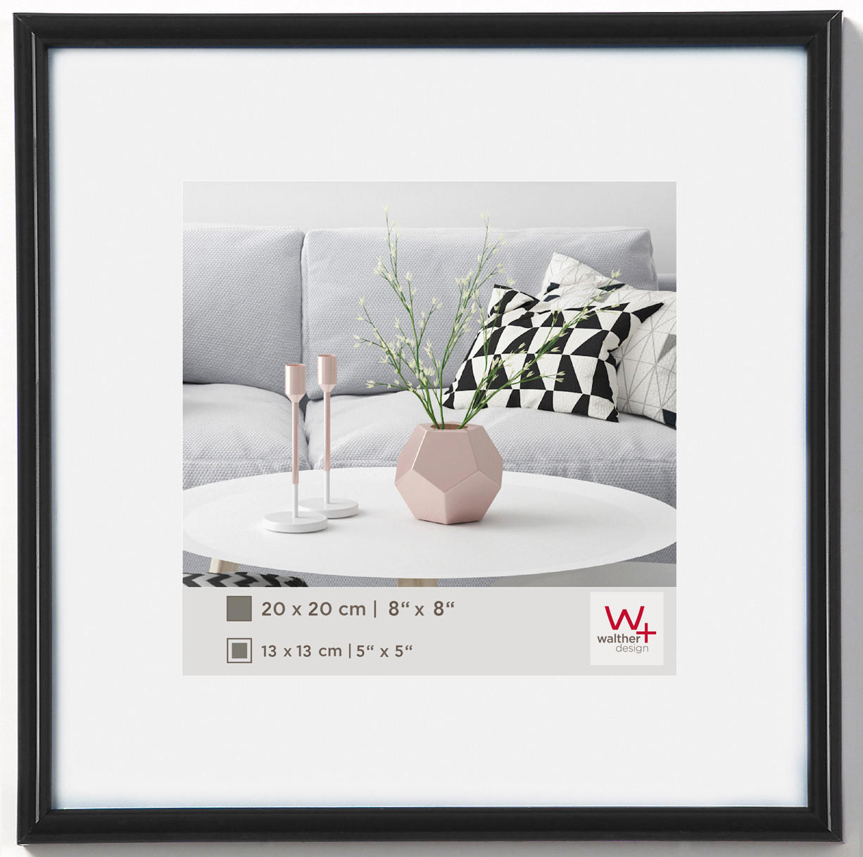 BILDERRAHMEN Galeria Kst.Rahmen 20x20 cm SCHWARZ - Schwarz, Kunststoff (21.3/21.3/1.9cm) - walther design