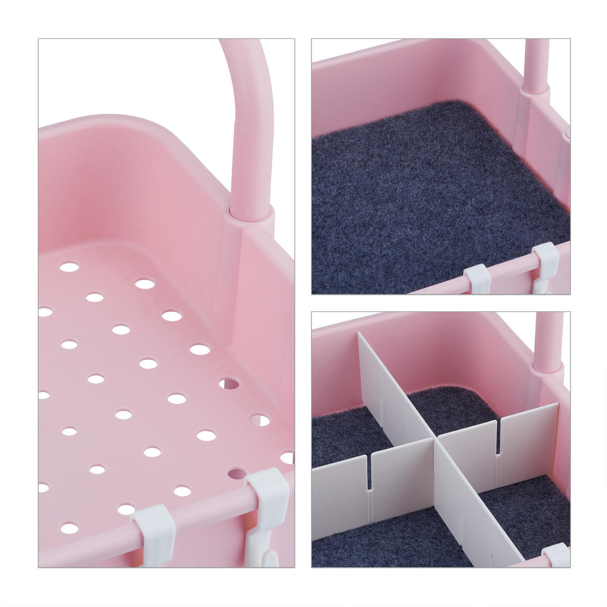 ROLLWAGEN - Rosa, Kunststoff/Textil (43/86/42cm) - Relaxdays