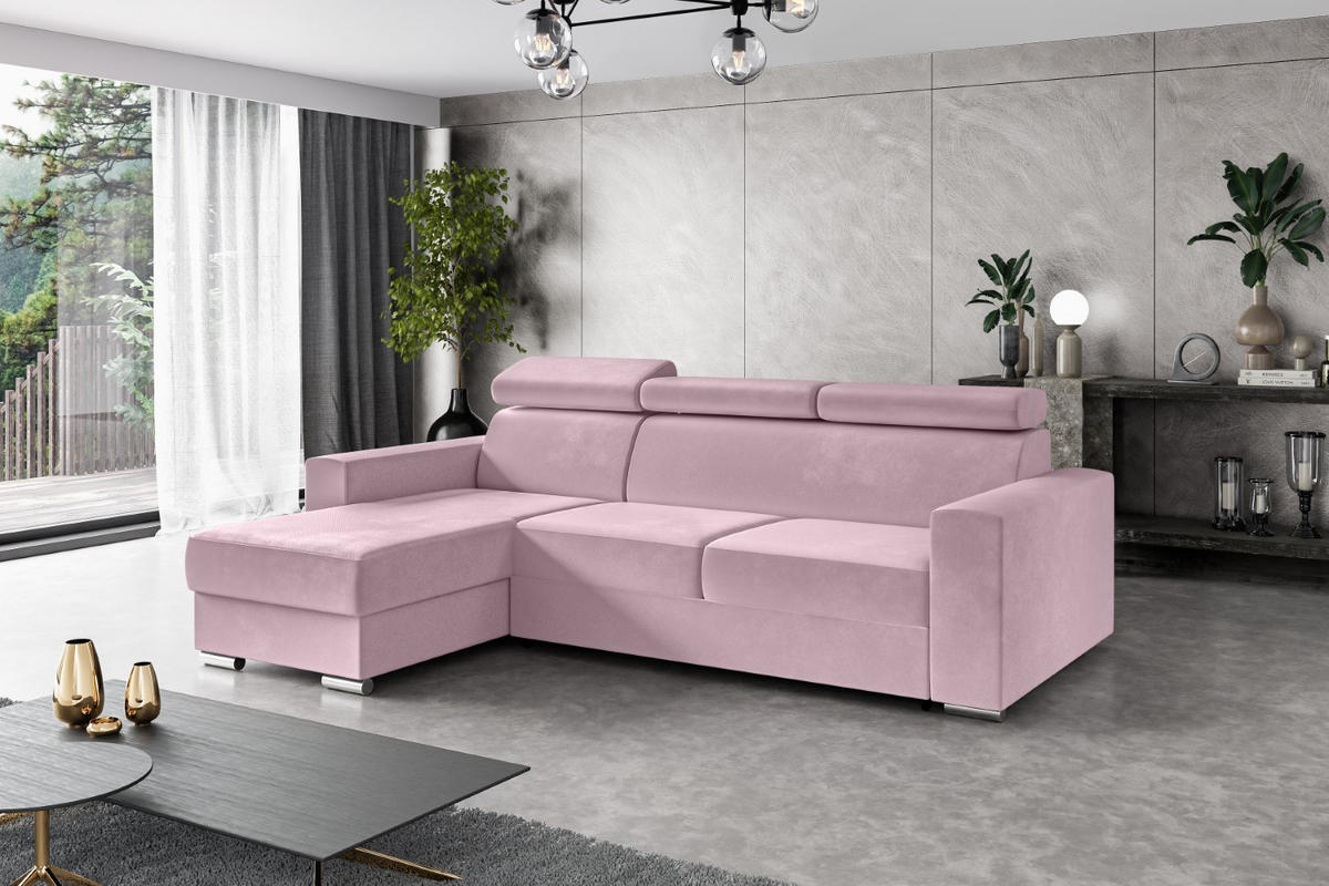 ECKSOFA in L-Form Corner Sofa Bett Eckcouch Couch Wohnlandschaft Cauchsofa FIX - 242x168 cm Rosa - Rosa, Holzwerkstoff/Kunststoff (242/168cm) - ALTDECOR