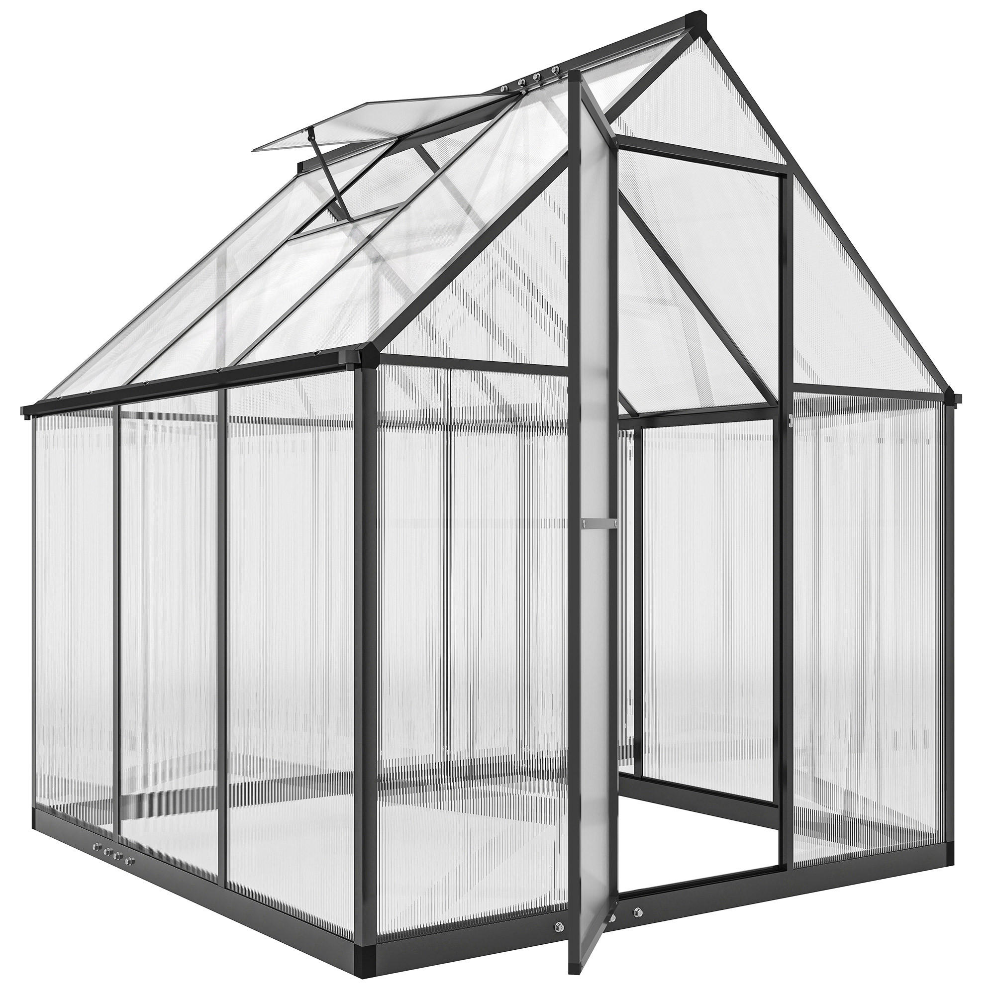 GEWÄCHSHAUS DE-12082 mit Polycarbonat und verstellbarem Fenster Transparent - Transparent, Metall (168/195/178cm) - ComfortXL