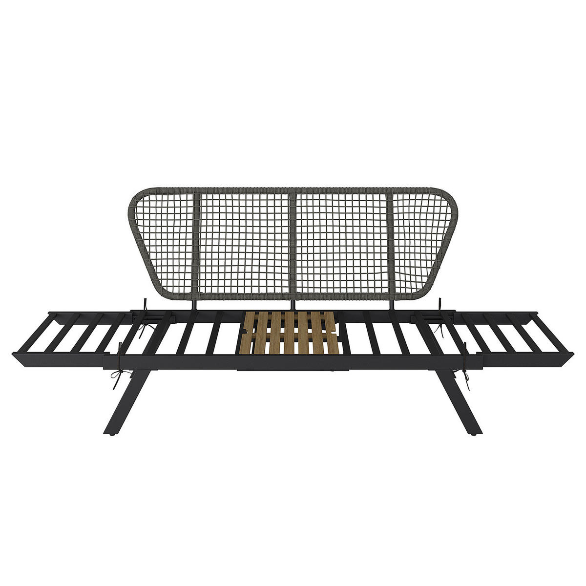 LOUNGESOFA - Stahl / Polyester - Anthrazit - Anthrazit/Braun, Holz/Textil (176/83/75cm) - home24