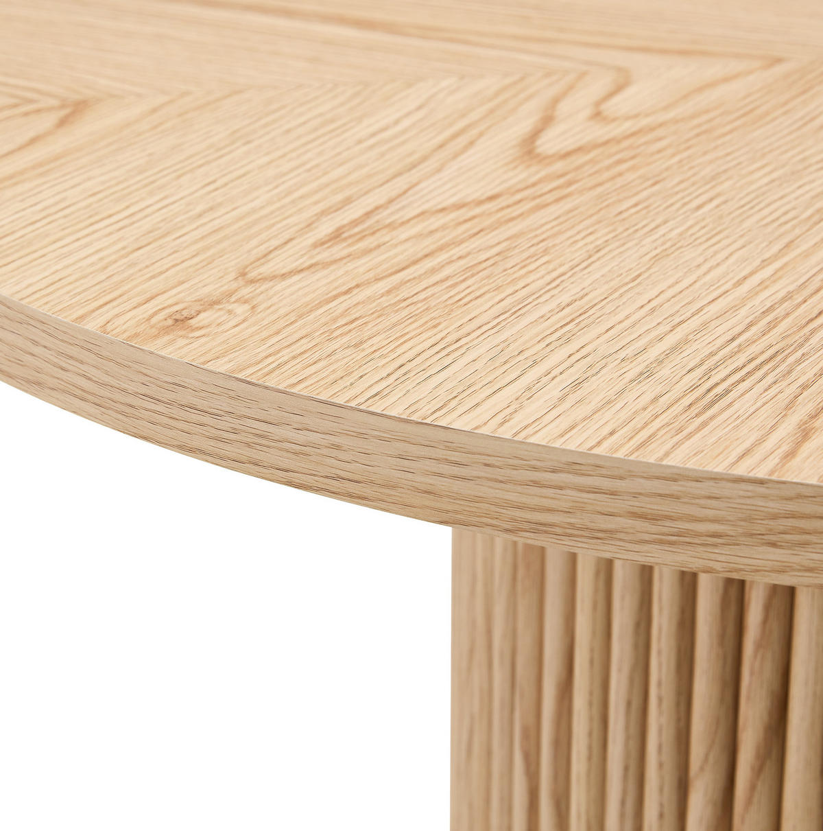 ESSTISCH rund 100/100/76 cm mit Stauraum, zylindrischem Säulenbein und MDF/Metall, Naturholz - Naturfarben, Holzwerkstoff (100/100/76cm) - Redom