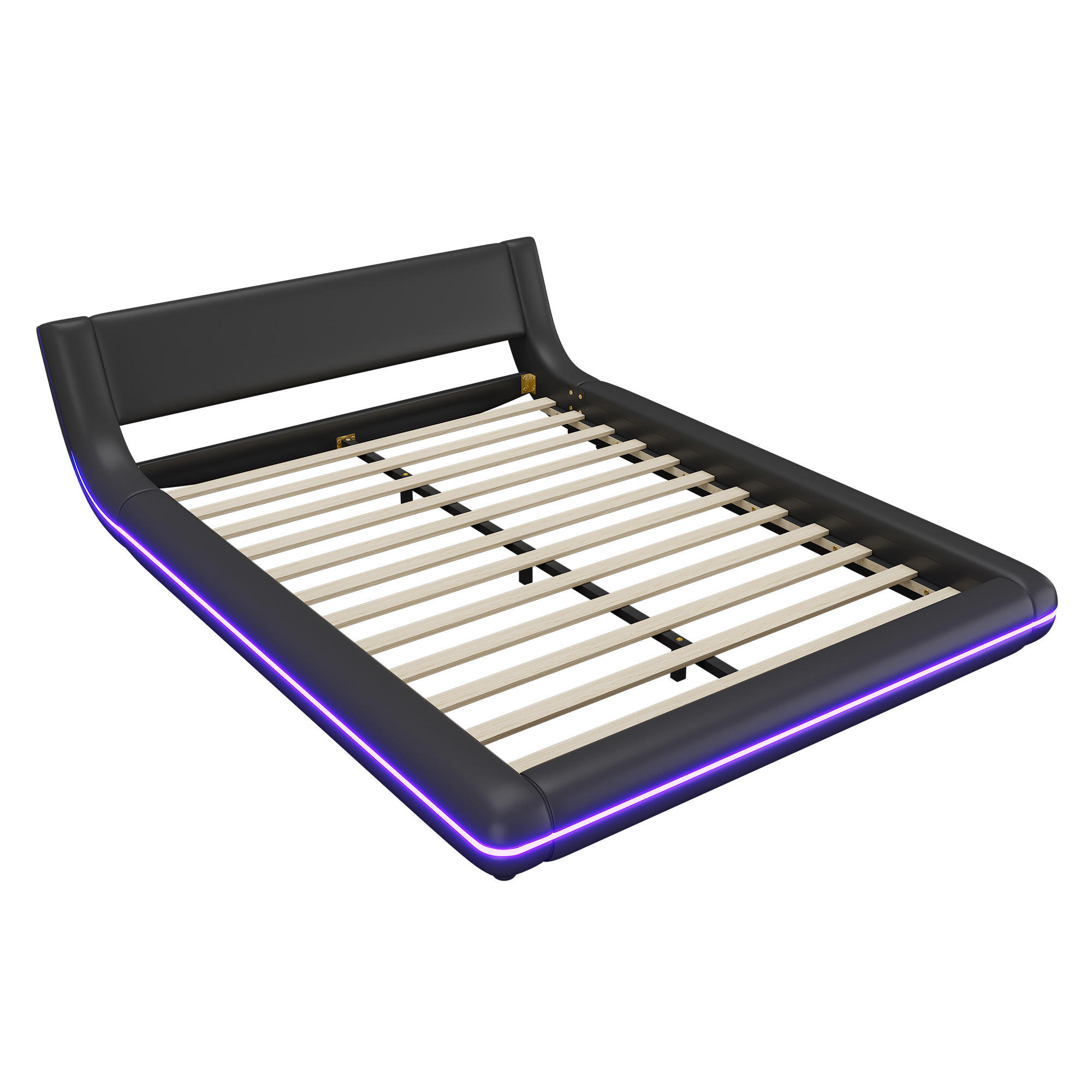 POLSTERBETT 140/200 cm DE-04601, mit LED-Umgebungslicht in Schwarz - Schwarz, Holzwerkstoff (140/200cm) - ComfortXL