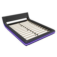 POLSTERBETT 140/200 cm DE-04601, mit LED-Umgebungslicht in Schwarz - Schwarz, Holzwerkstoff (140/200cm) - ComfortXL