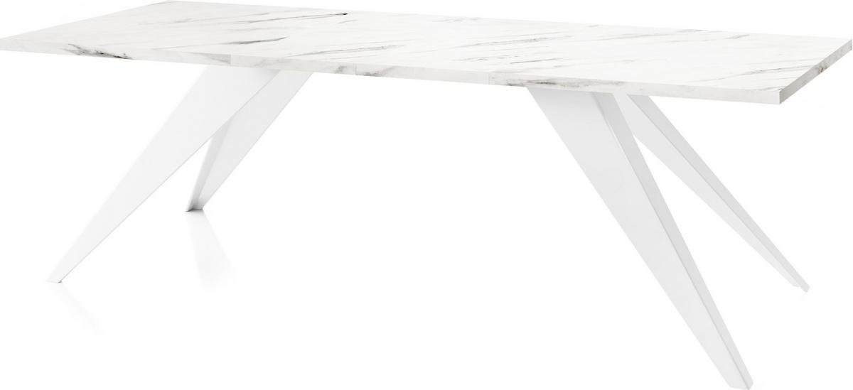 ESSTISCH Vance Weiß rechteckig ausziehbar, Marmor Weiß 140-240/80/76 cm - Ecru/Weiß, Holzwerkstoff/Metall (140/80/76cm) - WFL GROUP