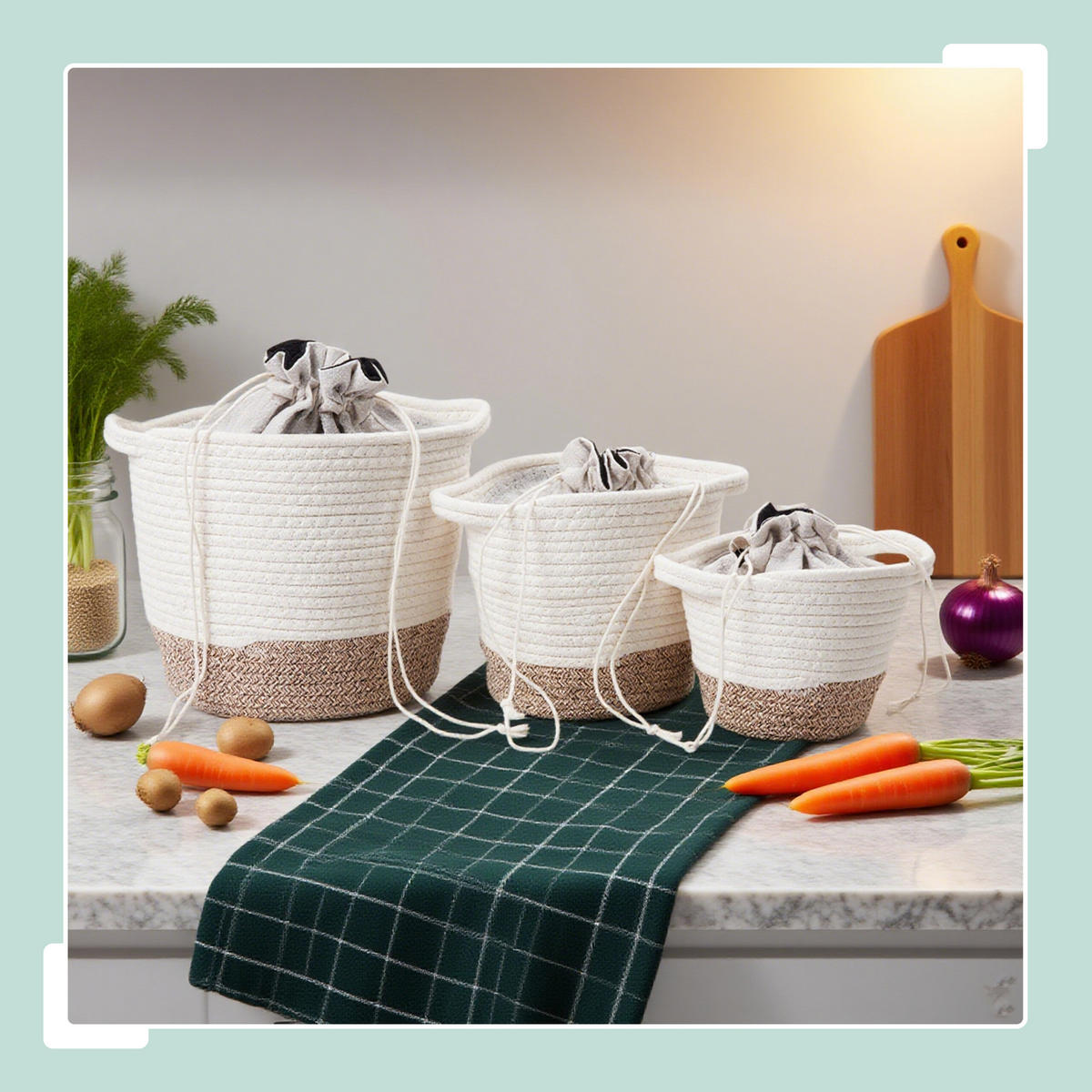 3XKOŠÍKY na zemiaky - viacfarebná, textil - Relaxdays